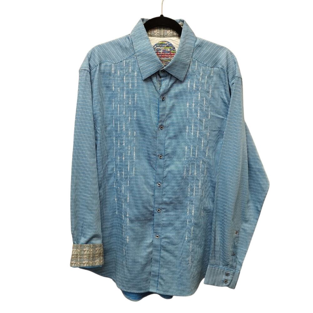 Robert Graham Mens Flip Cuff Long Sleeve Button Up Shirt XL Embroidered Artsy